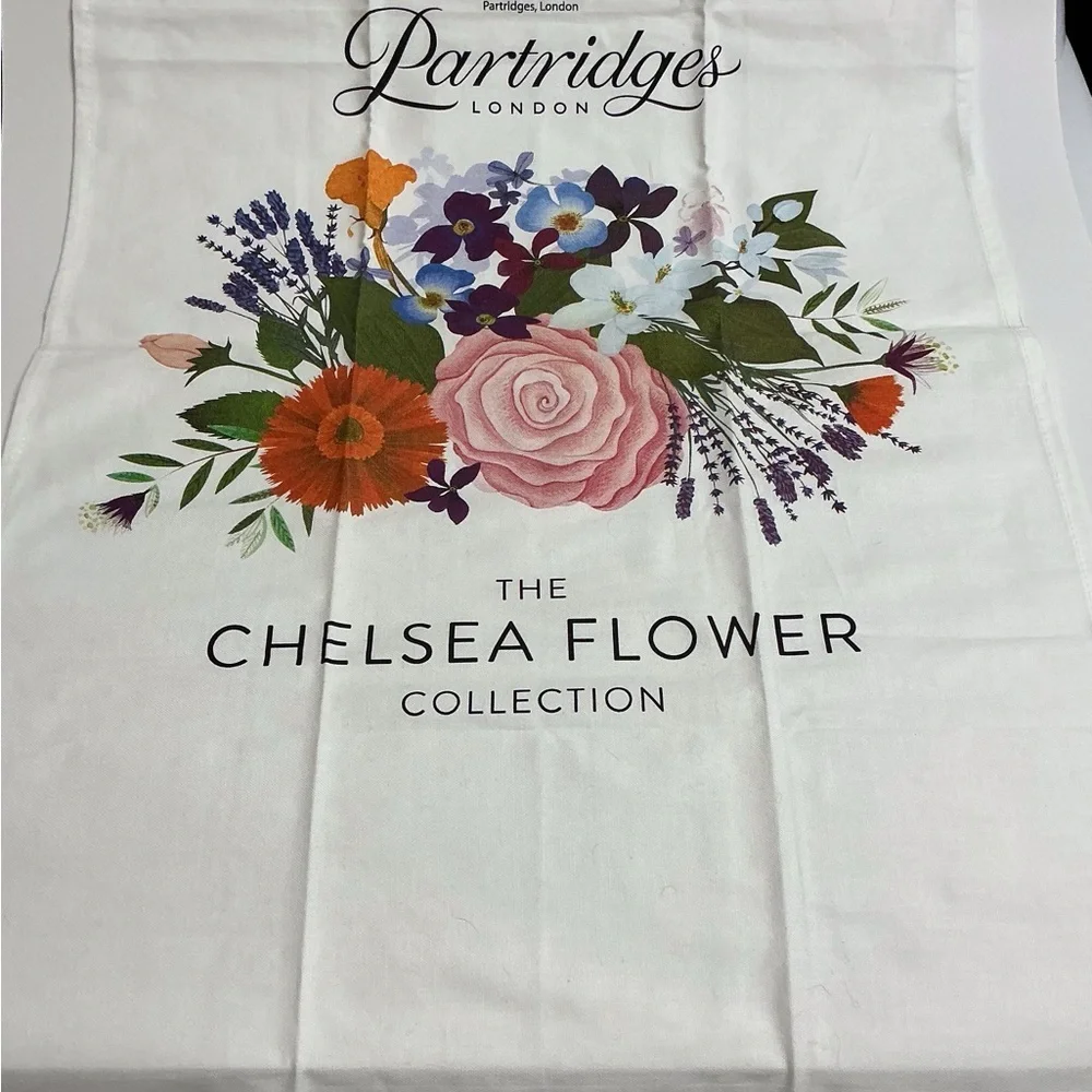 Partridges London Tea Towel Chelsea Flower Collection British UK 100% Cotton